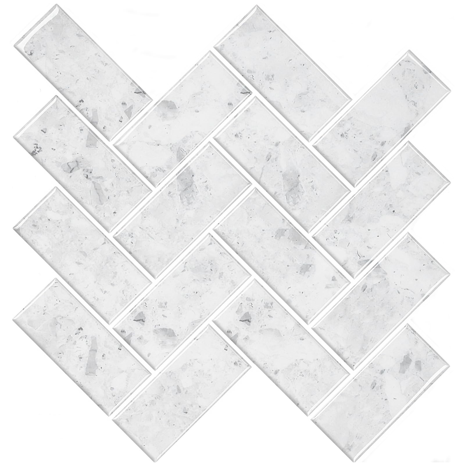 10-Sheet Peel and Stick Tile for Kitchen & Bathroom Backsplash, 12x12 inches 3D Tile Wall Sticker with Baroque Style(Pack of 10) (White-Marble)