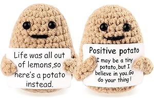 KENIVV Positive Potato Knitted - 2 Pack Potato Crochet Dolls Toys, Christmas Thanksgiving Birthday Cheer Up Gifts Funny Cute Mini Home Office Decor for Women Girls Friends Guys
