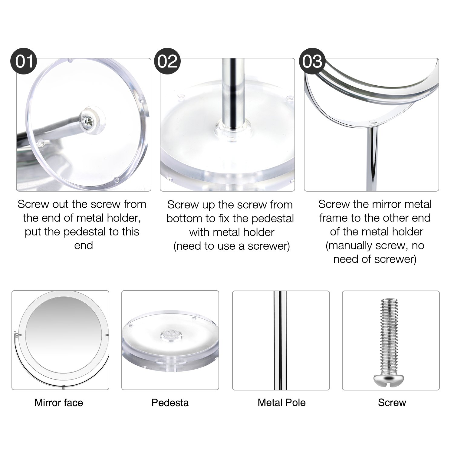 Makeup Mirror, Beautifive Double Sided Vanity Mirror with 1x/7x, Tabletop Magnifying Mirror, Swivel Round Mirror with 360°Rotation, Retro Style Bathroom Mirror