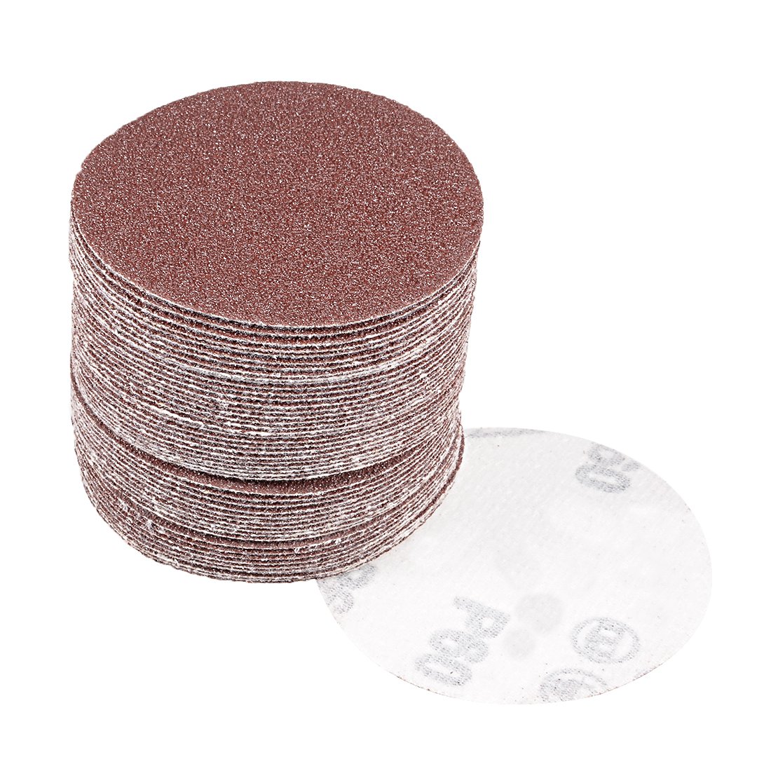 sourcingmap 50Pcs 3 Inch Hook and Loop Sanding Disc 60 Grits Flocking Sandpaper for Random Orbit Sander Brown โ image 1