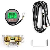 QWORK Battery Monitor Voltmeter Ammeter, Voltage Range 8V-80V and up to 500A, Voltage Current Meter with 13 ft Custom Cable