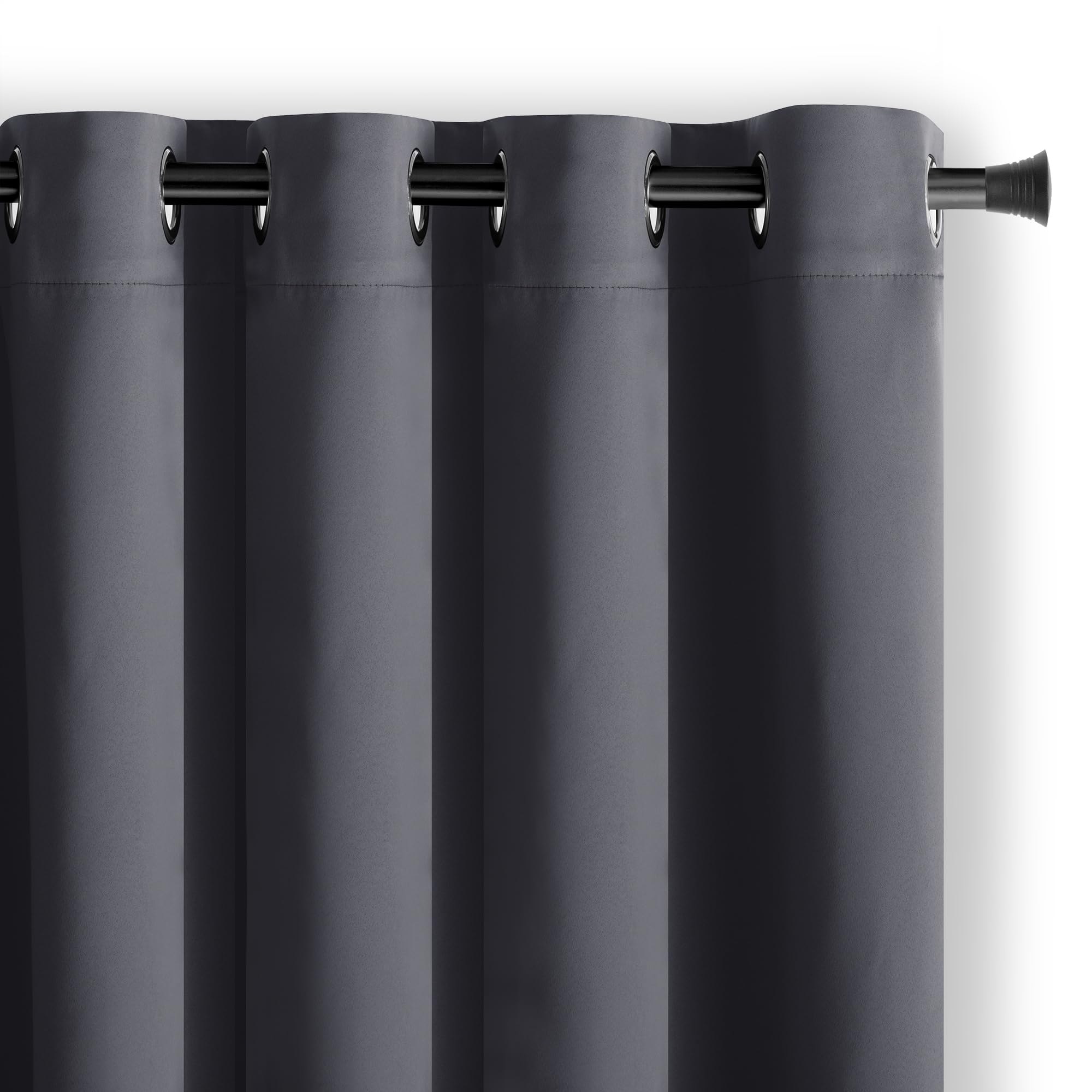AmeliaHome Blackout Curtain 1 Piece Opaque Polyester Graphite Eyelets 140 x 270