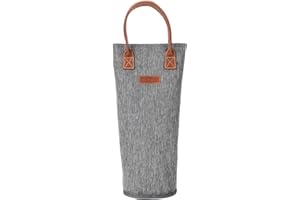 ZORMY Single Bottle Insulated Wine Tote, 1 Bottle Wine Carrier Bag Padded Wine Cooler Perfect Wine Lover's or Wedding Gift-Grey