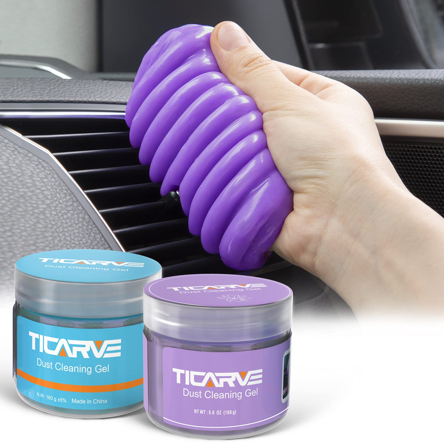 Photo 1 of TICARVE 2Pack Cleaning Gel for Car Cleaning Putty Car Slime for Cleaning Car Detailing Putty Detail Tools Car Interior Cleaner Automotive Car Cleaning Kits Keyboard Cleaner Blue Purple (320g/11.2oz)