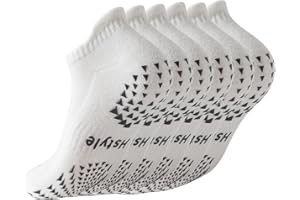 Hstyle 6 Pairs of Yoga Socks with Grips for Women and Men,Ideal for Ballet,Barefoot Workout,Pilates Grip Socks Non Slip Socks