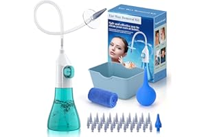 LEBBTL Ear Wax Removal - Manual Ear Irrigation Flushing System - Safe and Effective Ear Cleaner for Adults & Kids - Ear Wax Removal kit - Includes Basin - Towel & 31 Tips