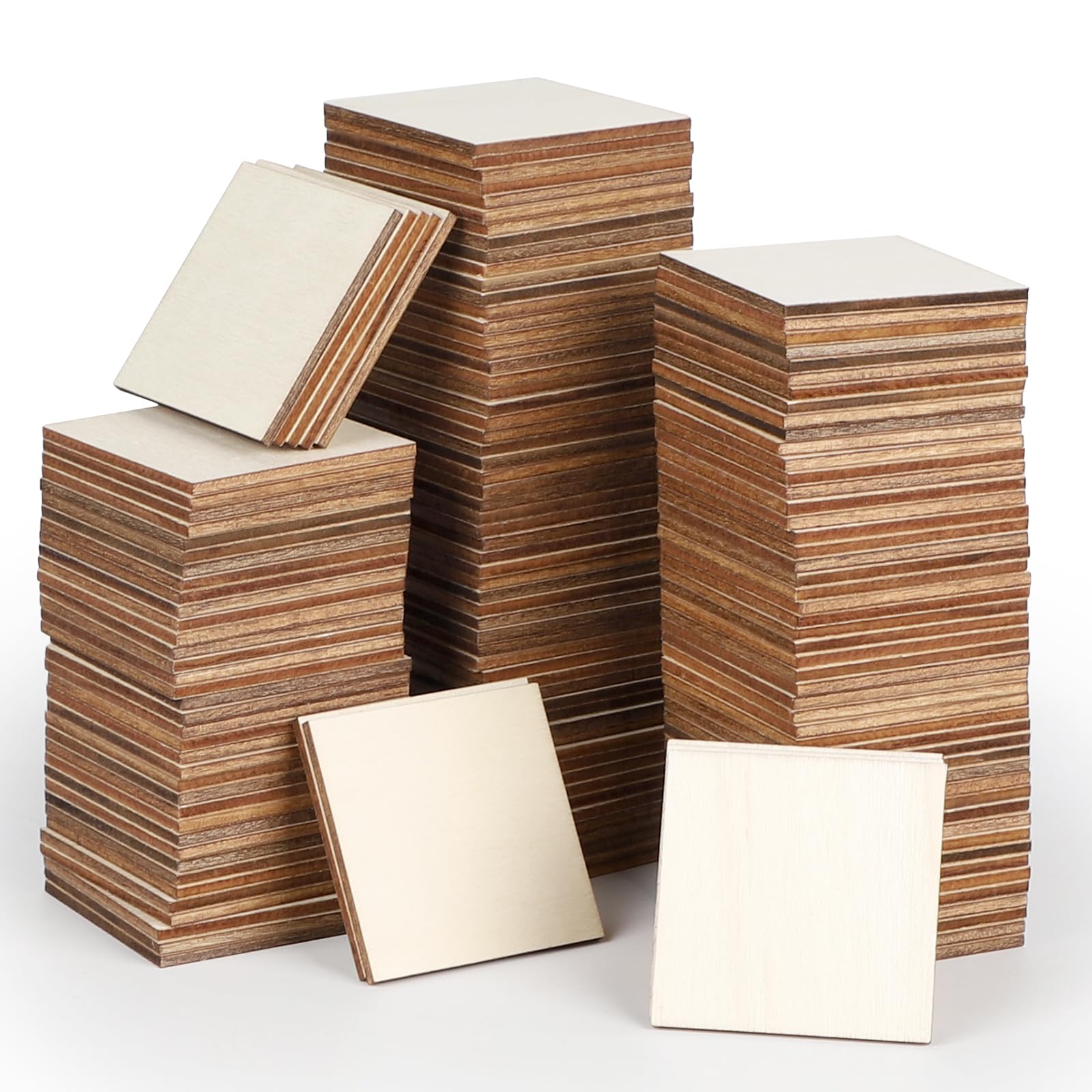 DBREAKS 300 Pieces 5cm Square Wooden Discs, Natural Wood Craft Supplies for Painting, DIY Crafts, Wedding Decorations