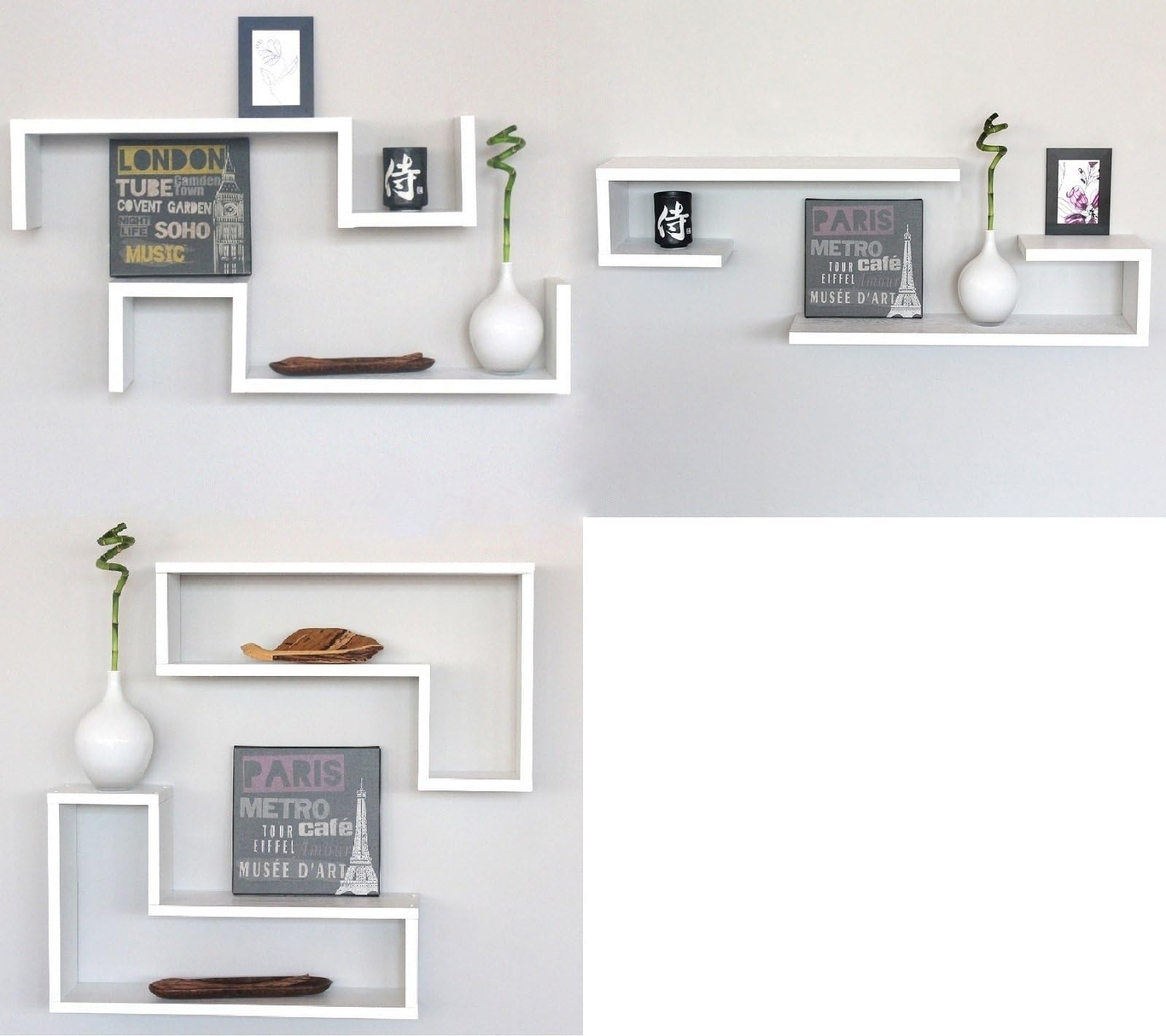 YELLOO Set of 6 Wall Shelves/Bookshelves - White with Veining - Esse, Elle and Ci Designs