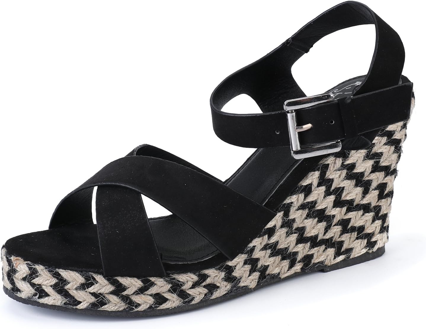 Alexis Leroy Women's Crisscross Strap Slingback Espadrilles Wedge Heel Sandals