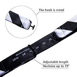 YOHOWA Mens Self Tie Bow Ties Black White Striped