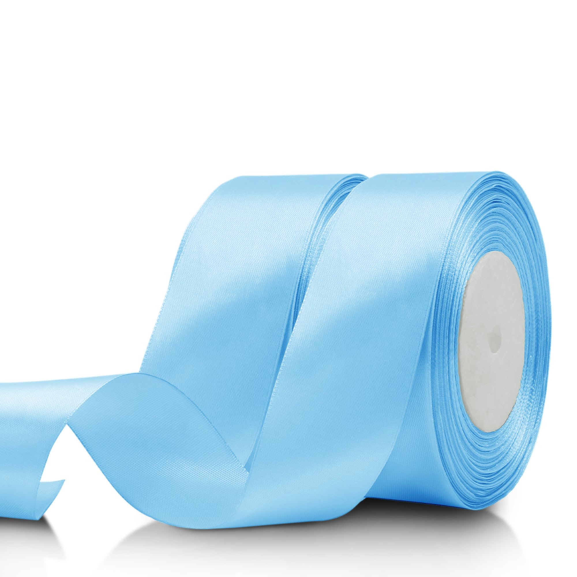 Photo 1 of 100 Yards 1 1/2 Inch Light Blue Ribbon Sky Blue Solid Satin Gift Ribbons for Presents Ribbon for Flower Bouquet Athletic Decorative Ribbons Baby Shower Wedding Bow Party Homecoming Decorations