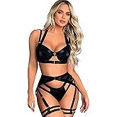 Gemsabbly Women's Sexy Lingerie,Hollow Out Sexy Lingerie Set,Adjustable Straps Front Hook And Loop Lingerie