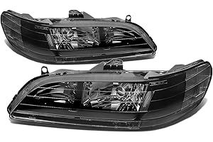 ‎DNA MOTORING Pair of Headlights Compatible with 98-02 Honda Accord,Black/Clear,HL-OH-HA98-BK-CL1