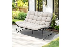 Crestlive Products Outdoor Loveseat, 2-Seat Sofa with Soft Cushion, All-Weather Outdoor Couch Patio Furniture for Balcony, Poolside, Backyard, Porch (Beige)