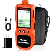 ZYKYCX Portable Oxygen Detector 0-30%, Rechargeable O2 Monitor with Sound, Light, Vibration Alarms, Oxygen Air Quality Meter Measures Temperature &amp; Humidity for Indoor Outdoor Use