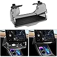 ANKEWAY Hideable Under Screen Storage for Tesla Model Y Model 3 2016-2024, Center Console Organizer Tray with Anti-Slip Pad, Sunglass Holder Privacy Protector, Model 3 Model Y Interior Accessories