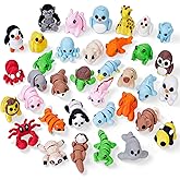 Aousin 36 PCS Mini 3D Printed Animals Figurines Set, Adorable Articulated Flexible Desk Pets for Kids, Easter Basket Stuffers, Easter Gifts for Kids School, Classroom Rewards