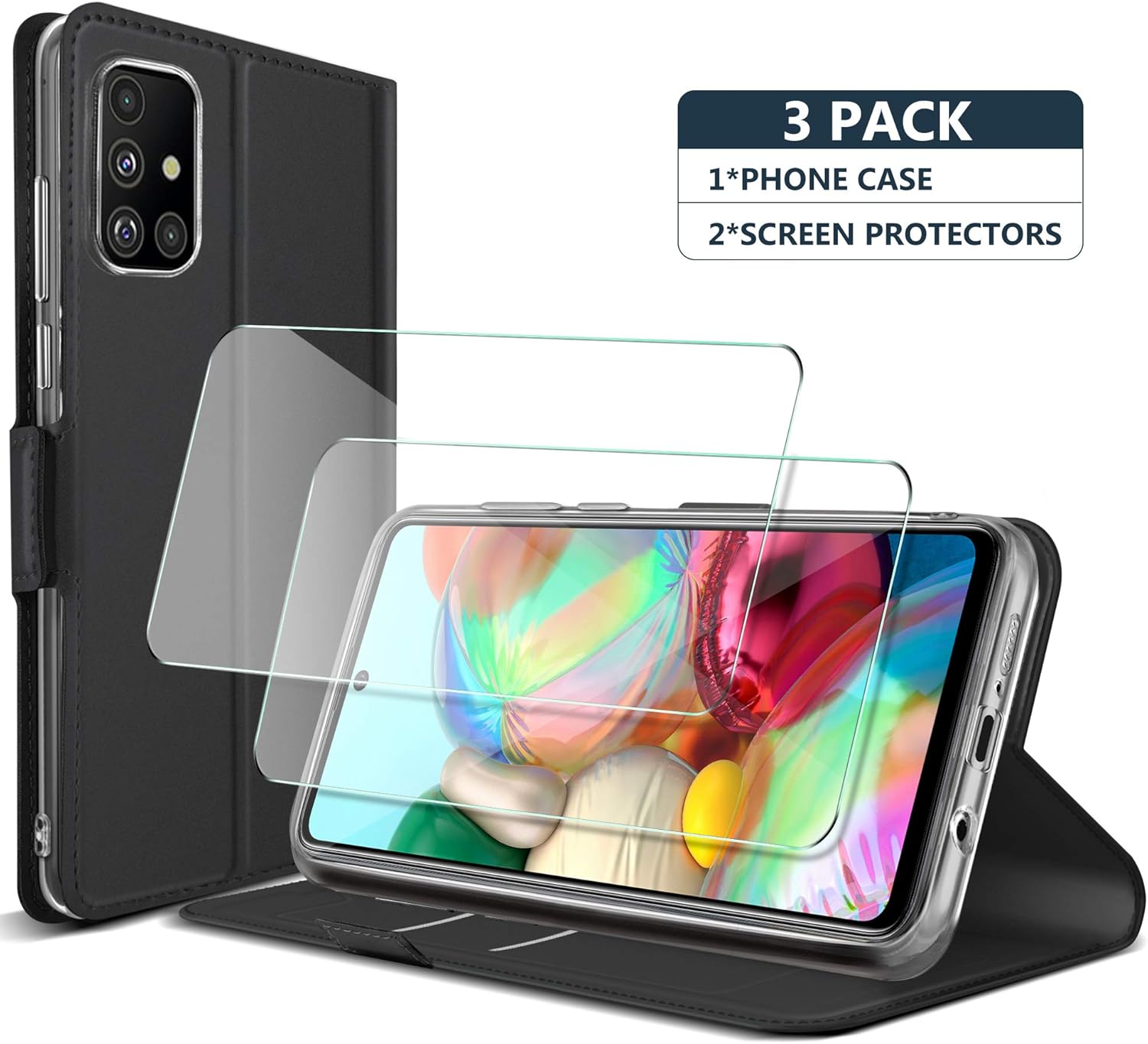 GESMA for Samsung Galaxy A71 case ,A71 flip wallet protective case stand function case with 2