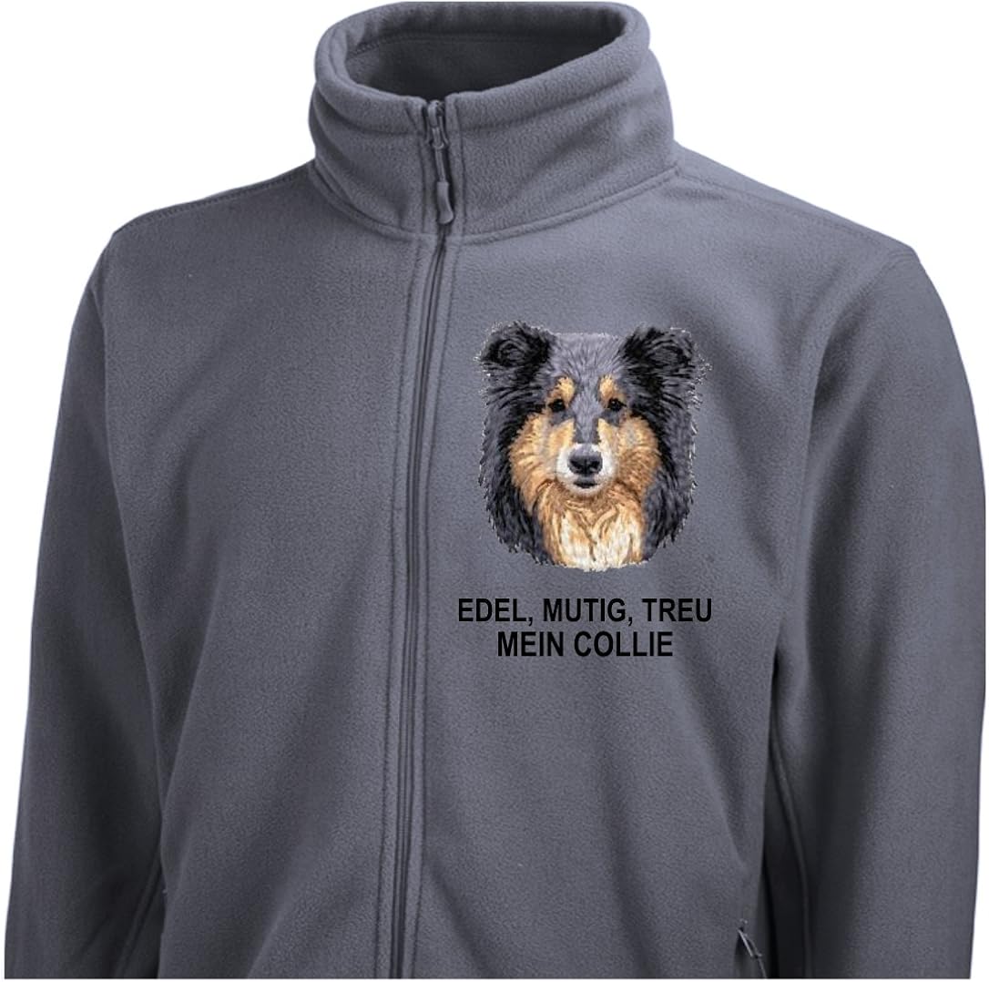 Siviwonder Unisex Fleecejacke COLLIE TRICOLOUR Hunde Stickerei S Bis