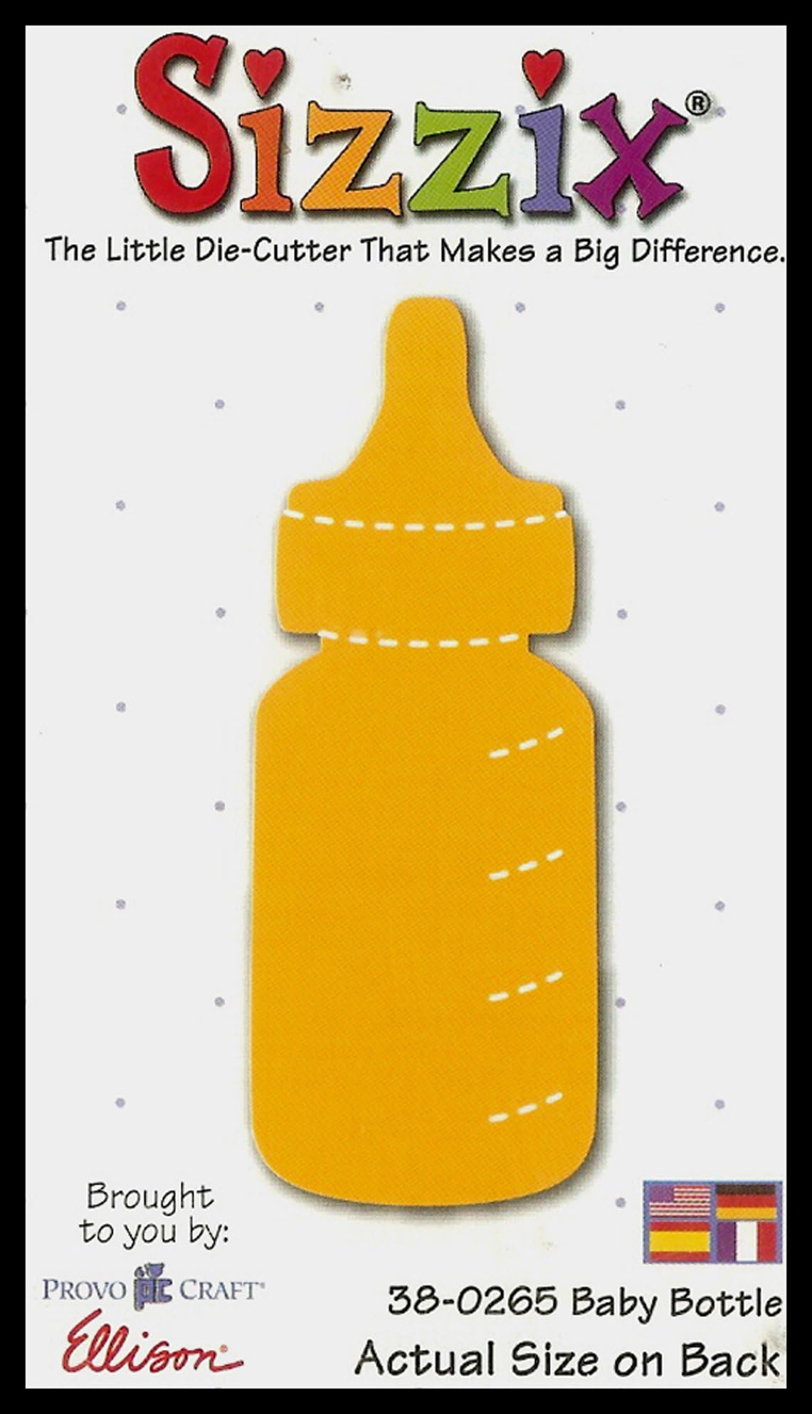 Sizzix Ellison Original Medium Yellow Die Baby Bottle 38-0265 Pre-Scored Factory Sealed