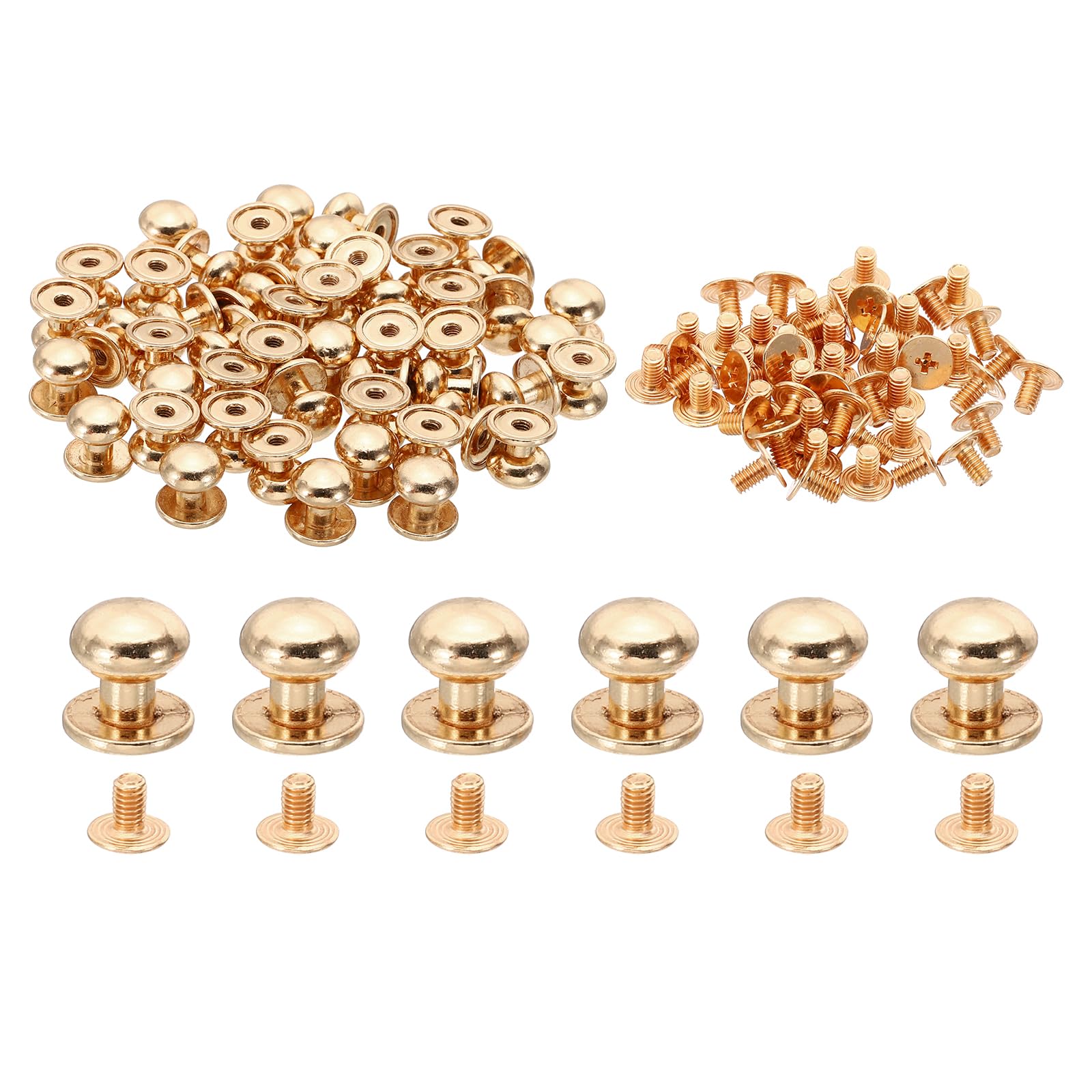 PATIKIL 10mm Leather Rivets, 30 Sets Round Button Head Studs Metal Screw Studs Posts Chicago Screws Rivet for Clothing Leather Crafts, Gold Tone