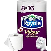 Royale Velour Toilet Paper, 8 Equal 16 Rolls, 142 Bathroom Tissues per roll