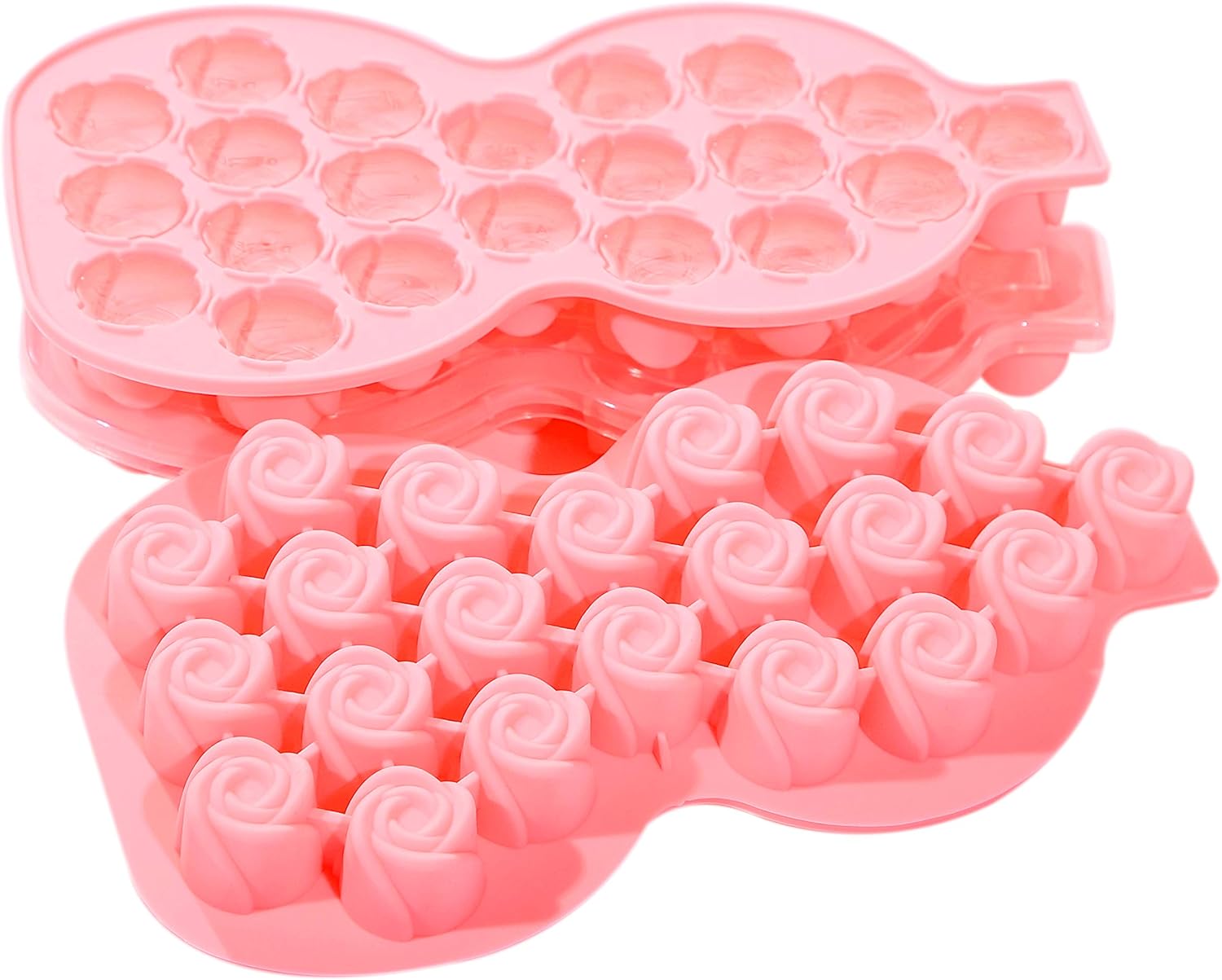 Aisiming Ice Cube Tray With Lid, Silicone Rose Ice Cube