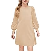 Arshiner Girls Sweater Dress Fall Winter Knit Puff Long Sleeve Pullover Casual Dresses with Pockets