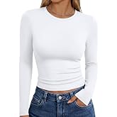 Trendy Queen Womens Long Sleeve T Shirts Fall Fashion Basic Y2K Tops 2026 | Buttery-Soft, Super Stretchy, Fitted Cute Tops, Going Out Basic Tees, Compression Underscrubs Shirts