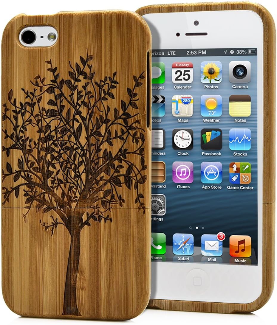 iPhone 5s Case, MagicMobile Bamboo Case for iPhone 5 Clear Wood Hard Protective Luxury Handmade Design Natural Wood Bamboo Cover for iPhone 5s [ Tree ]
