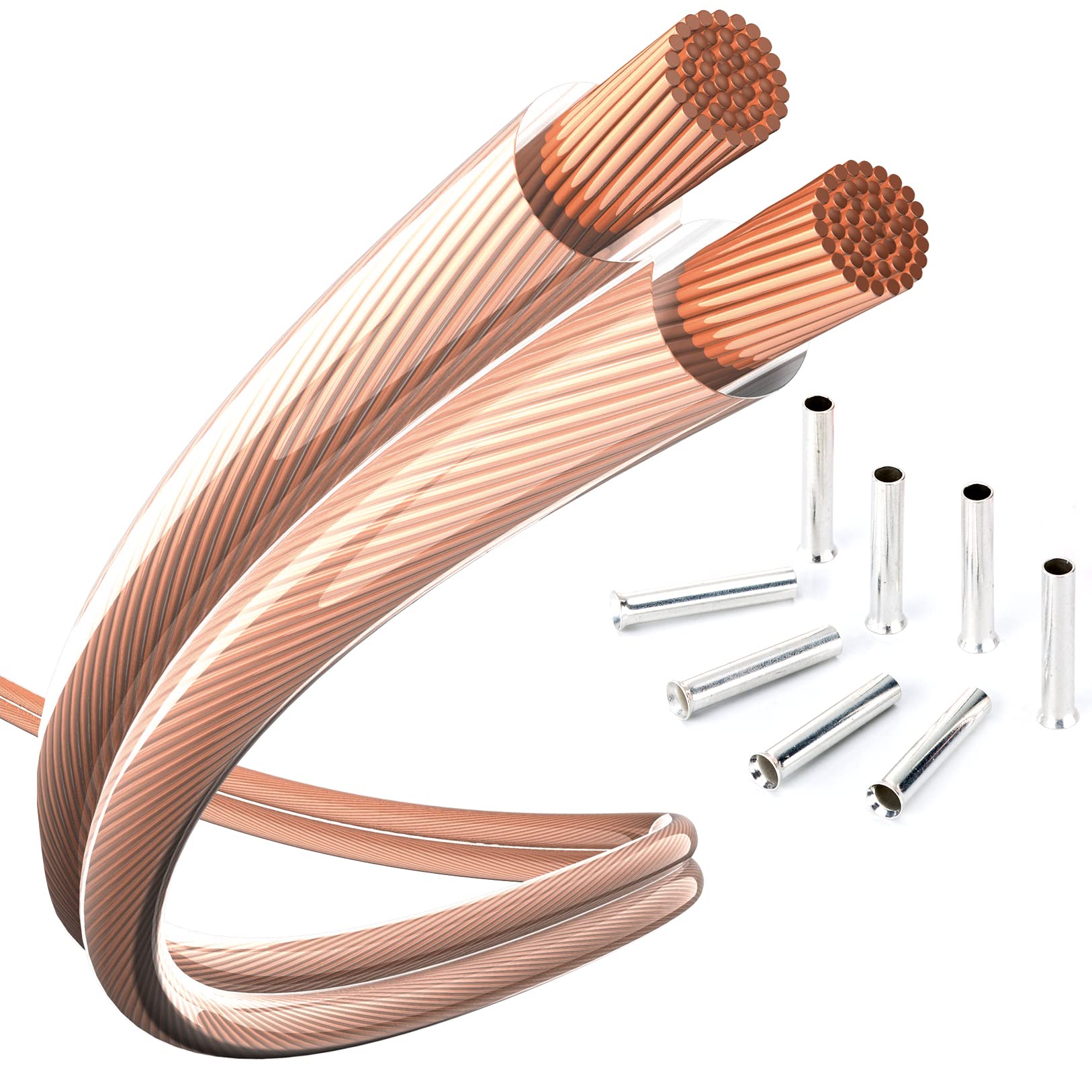 Inakustik Speaker Cable, 10 m, 2 x 2.5 mm², Transparent, Universal Use, Made in Germany, 003022010A, Includes 8 Wire End Ferrules