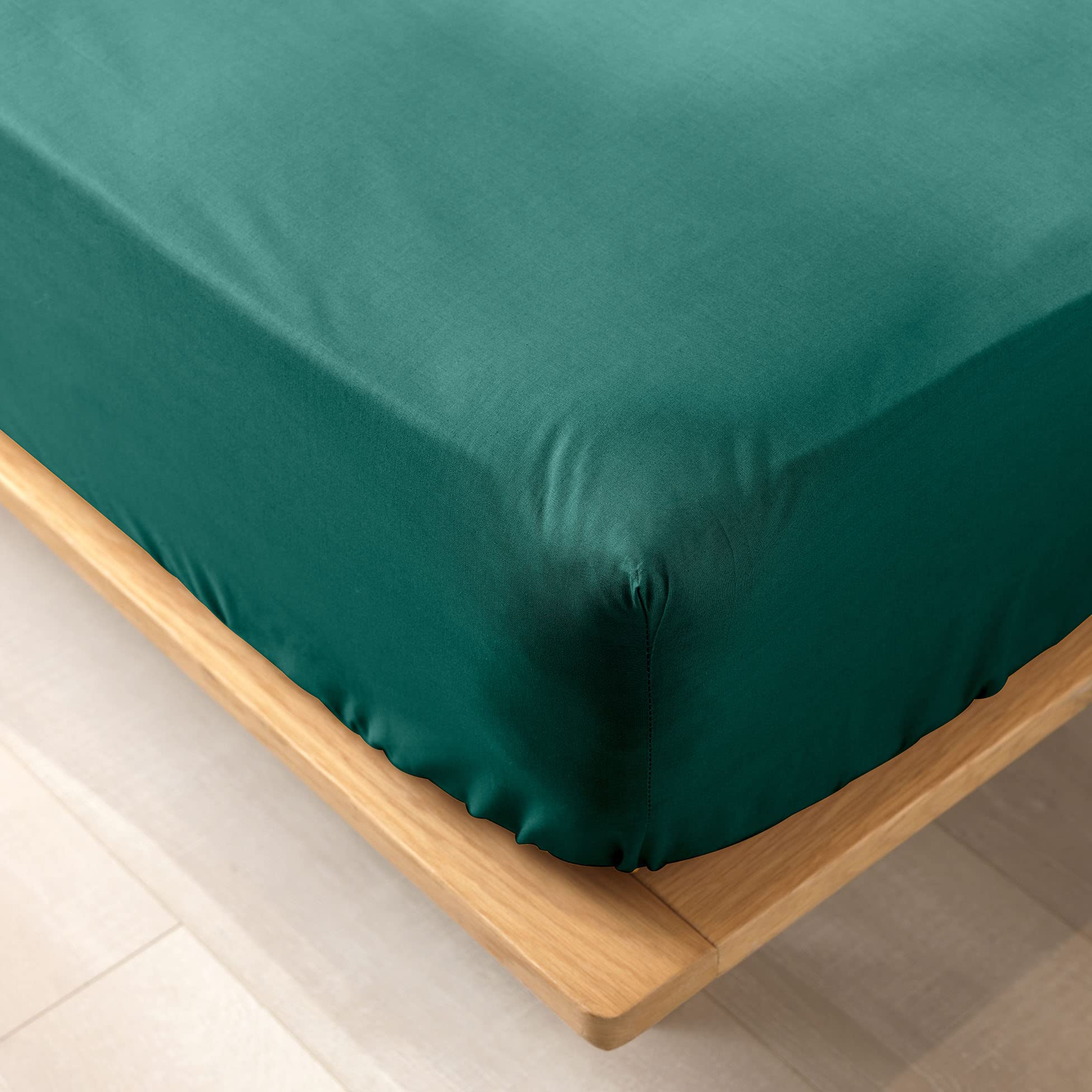 Douceur d'Intérieur Fitted Sheet 160 x 200 cm 100% Organic Cotton Emerald — image 1