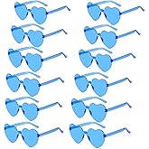JieJieko 12 Pcs Heart Shaped Sunglasses for Women, Rimless Heart Sunglasses for Wedding Bachelorette Party