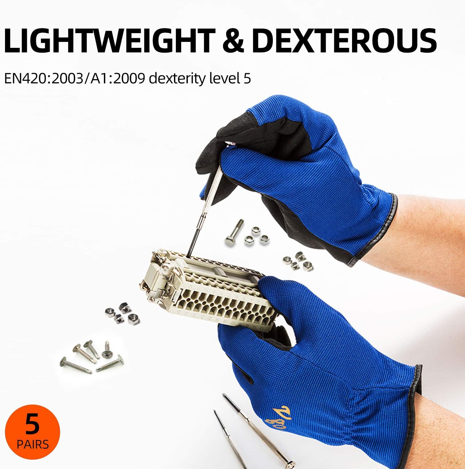 Vgo 5-Pairs Light-Duty Artificial Leather Work Gloves, Multi-Purpose & 360° Breathable Gloves, High Dexterity, Abrasion Resistant, Superior Colorfastness (Size M, 5 Colors, AL8736) - - 