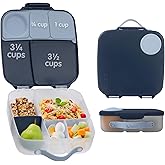 b.box Lunch Box for Big Eaters All Ages - 8.5 Cup Leak Proof Bento Box with 4 Compartments, School Lunch Container with Ice Pack, Dishwasher Safe, BPA-Free, PFAS-Free - Midnight