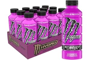 Monster Energy Hydro Energy Water, Purple Passion, 20 Fl Oz (Pack of 12)