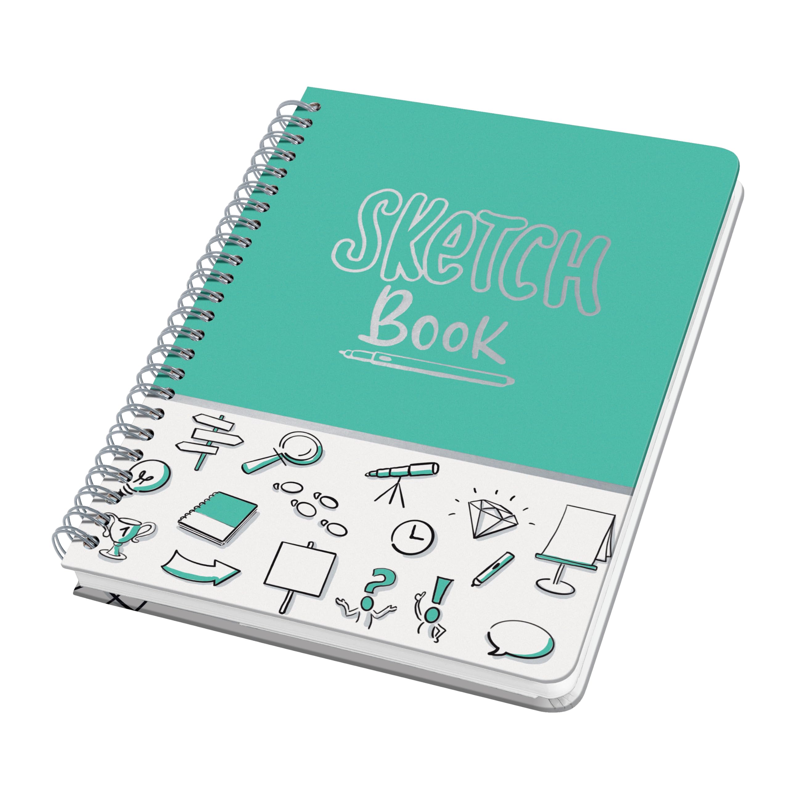 SIGEL JN698 Jolie Spiral Notebook, Sketch Book, Dotted (dot Grid), 120 GSM, 16,2 x 21,5 cm, hardcover, 120 Pages, Mint, Black, White