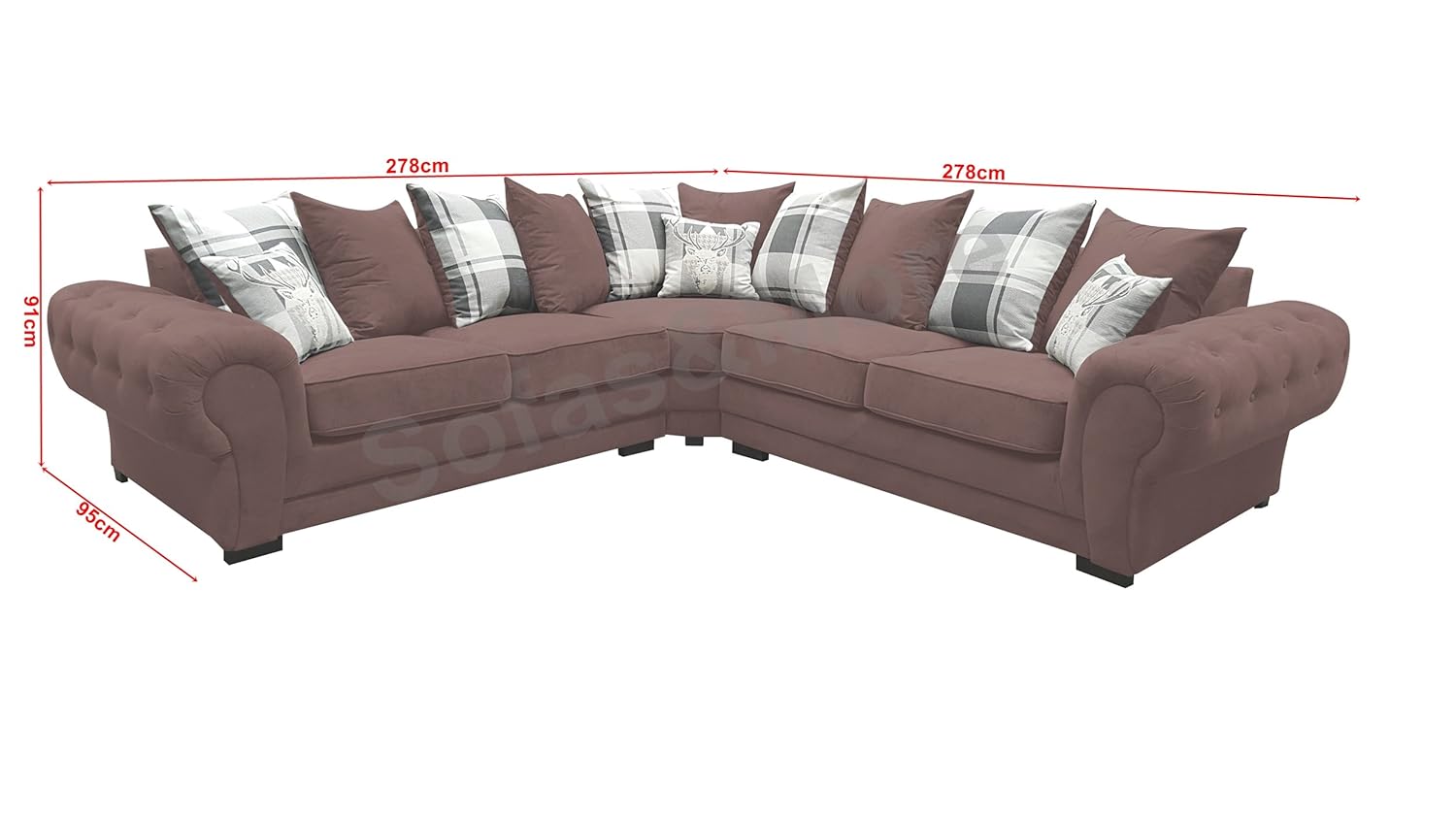 Corner Sofa Dorado Fabric Grey Brown Cream Designer Scatter