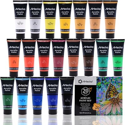 Artecho 20 Colors Acrylic Paint Set 120ml Tubes Professional Artist