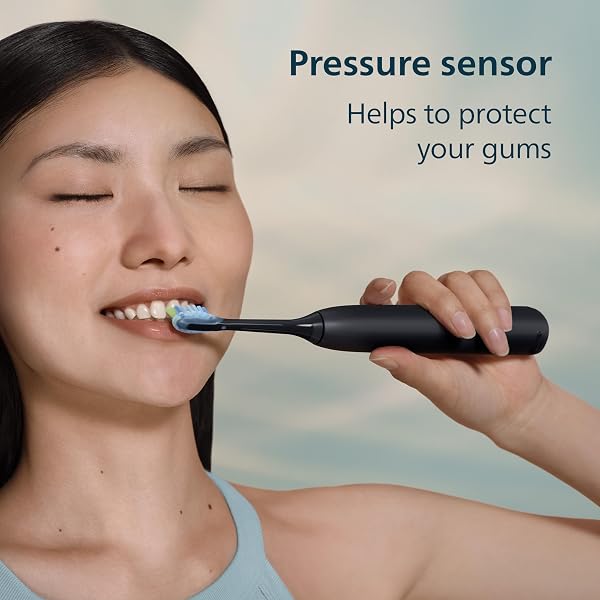 PHILIPS SONICARE 5950 SERIES ELECTRIC TOOTHBRUSH, WITH PRESSURE SENSOR, FOR SENSITIVE GUMS, 6 BRUSHING SETTINGS, SMARTIMER, BRUSHPACER, 21-DAY RUNTIME, TRAVEL CASE, BLACK, HX7131/03