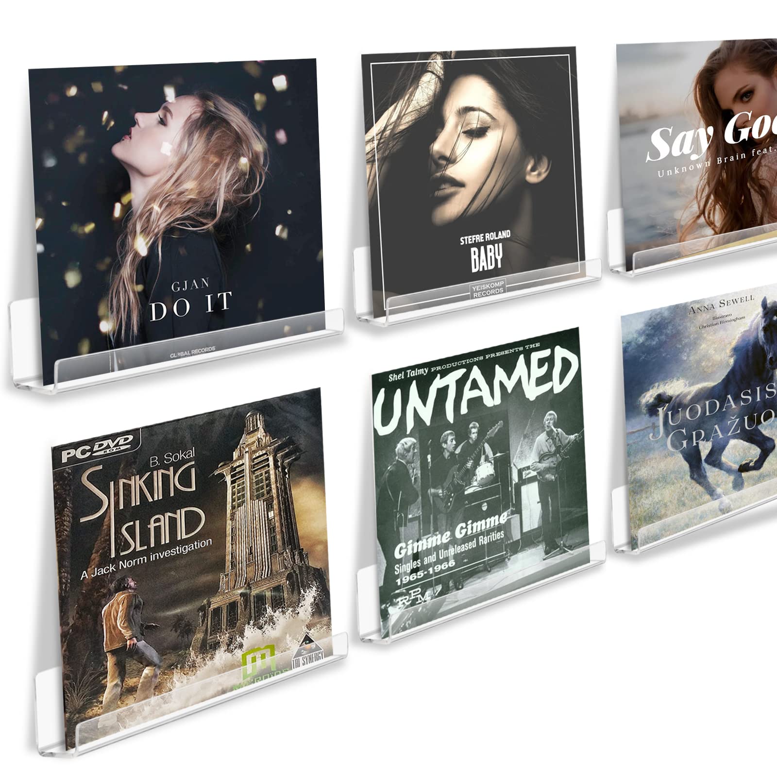 AMEITECH Vinyl Record Shelf Wall Mount, 30.4 cm Clear Acrylic Album Record Holder Display Shelf, Display Your Daily Listening in Style, 6 Pack