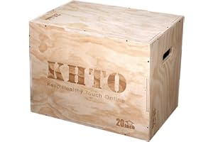 KHTO Fitness Wood Plyometric Jump Box- 3-in-1 Wood Plyo Box for Exercise Training and Conditioning- Pre-drilled for Easy Assembling