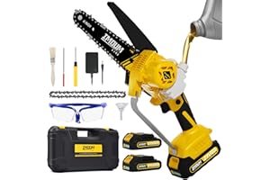 Mini Chainsaw Cordless 6'' with 2×21V Battery, IMOUMLIVE Brushless Powerful Electric Small Hand Portable Chain Saw with Auto Oiler, Lightweight, 2.2 lbs, Handheld, Easy For Pruning, Cutting, Trimming