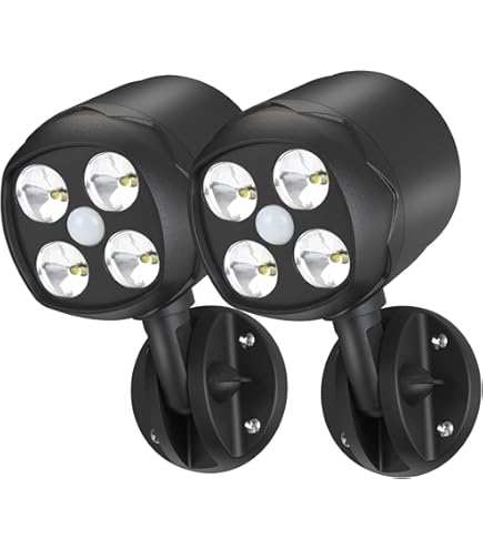 Foco Con Sensor De Movimiento BIGLIGHT Foco Negro Con Sensor De Movimiento A Pilas, Luz LED Inalámbrica Para Exteriores Foco Con Sensor A Bateria