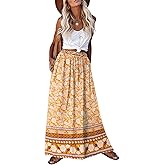 Zeagoo Women's 2026 Boho Floral Skirt Beach Long Skirt Casual Maxi Skirts Flowy A Line Skirts with Side Pockets