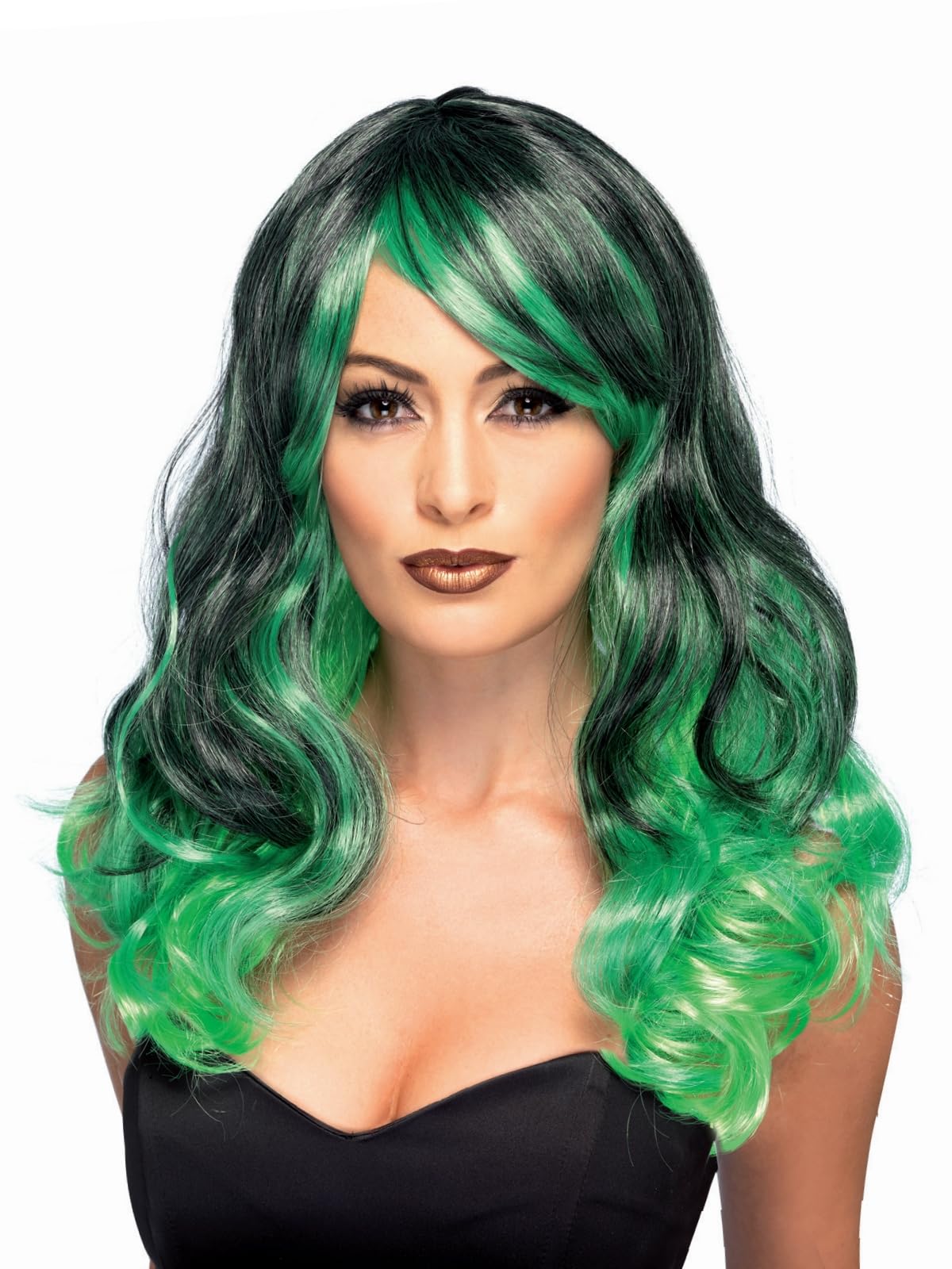 Smiffys Ombre Wig, Bewitching, Green & Black , Halloween Fancy Dress Accessory, Witch Dress Up Wigs