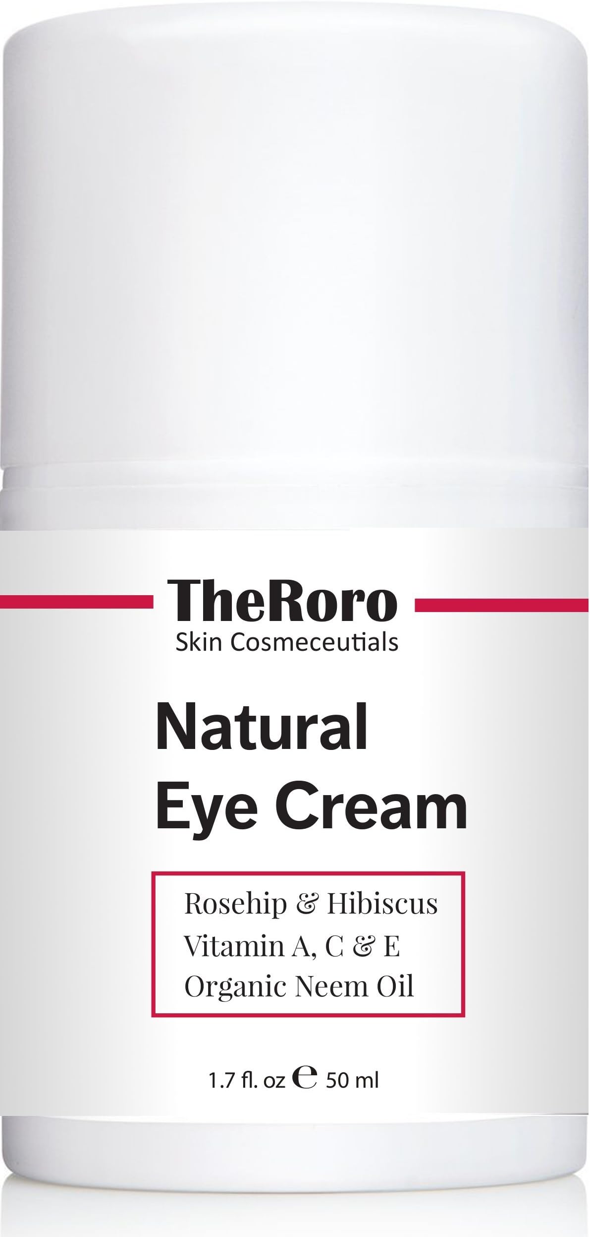 Eye Cream Rosehip Hibiscus - Natural Effective Eye cream for Anti-aging, Wrinkles, Dark Circles and more,1.2 oz