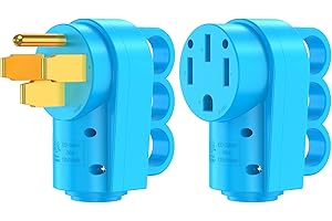 KIKIRV 50 Amp RV Male and Female Plug Set, NEMA 14-50R NEMA 14-50P RV Replacement Plug, 125/250V 50 Amp with Disconnect Handle