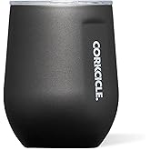 Corkcicle Stemless Wine Tumbler - Keeps Drinks Cold for 6 Hours - Triple-Insulated Stainless Steel - Non-Slip Base - Summer Drinkware Gift - Keeps Drinks Ice Cold - 12 oz - Matte Black