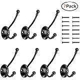 Coat Hooks, Upgrade Version Wall Mounted Hooks Heavy Duty Utility Hooks with Screws Cup Hooks Retro Double Hooks